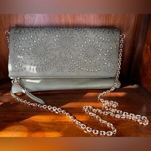 Urban Expressions Ellington Olive Green Chain Clutch Zipper Closure Snap Closure